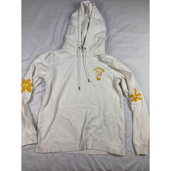 Volcom Tops - Volcom Stone White Floral Graphic Hoodie Womens XS Peace Pullover Sweatshirt